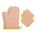 thumbnail image 1 of Unique Bargains Oven Mitts Pot Holders Heat Resistant Kitchen Gloves Yellow 10.6x7.1inch, 1 of 7
