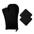 thumbnail image 1 of Unique Bargains Oven Mitts Pot Holders Heat Resistant Oven Gloves Black 13x7.5inch, 1 of 7