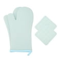 thumbnail image 1 of Unique Bargains Oven Mitts Pot Holders Heat Resistant Oven Gloves Turquoise 13x7.5inch, 1 of 7