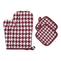 Unique Bargains Oven Mitts Pot Holders Sets Heat Resistant Oven Mitts Red 10.6x7.1inch