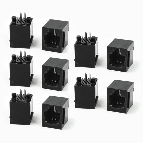 Unique Bargains PCB Mounting Type 0 Degree Pins RJ11 6P4C Modular Telephone Jack 10Pcs