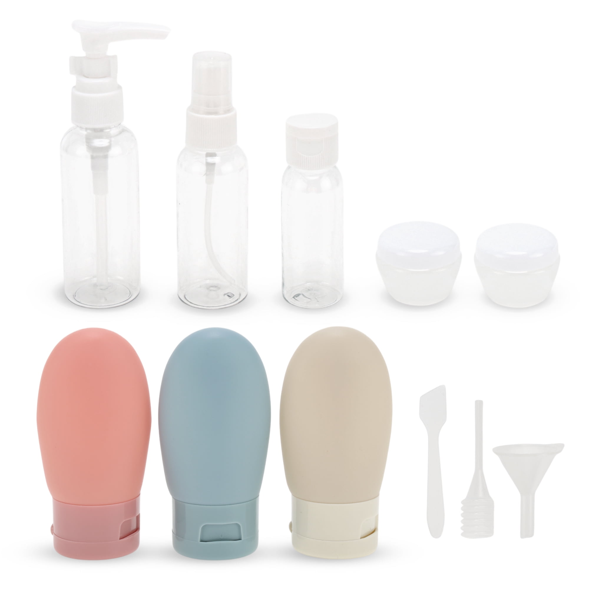 Unique Bargains PE Travel Container Set 11Pcs White, Blue, Pink, Light Gray