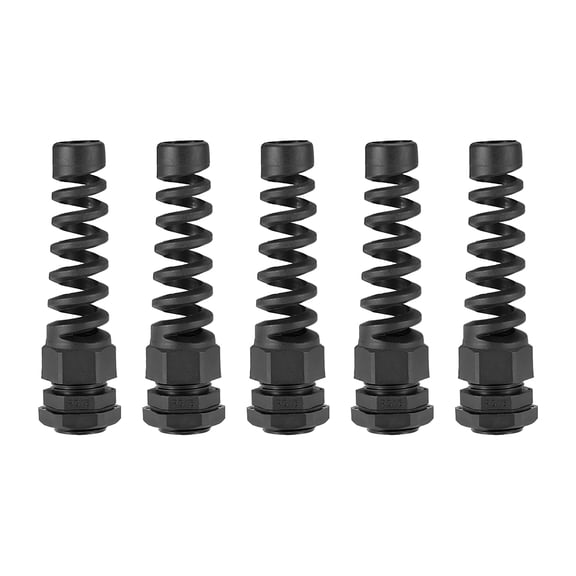 Unique Bargains PG16 Cable Gland Waterproof Adjustable Locknut Nylon Rubber 4.33" x 1.18" Black 5pcs