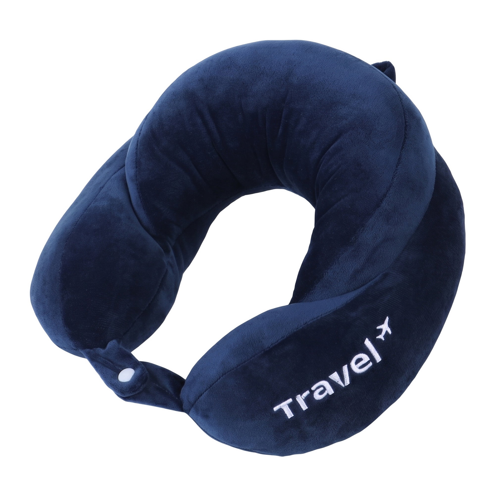 Unique Bargains PP Cotton Travel U Shape Neck Pillow for Airplane Dark Blue 11"x11"