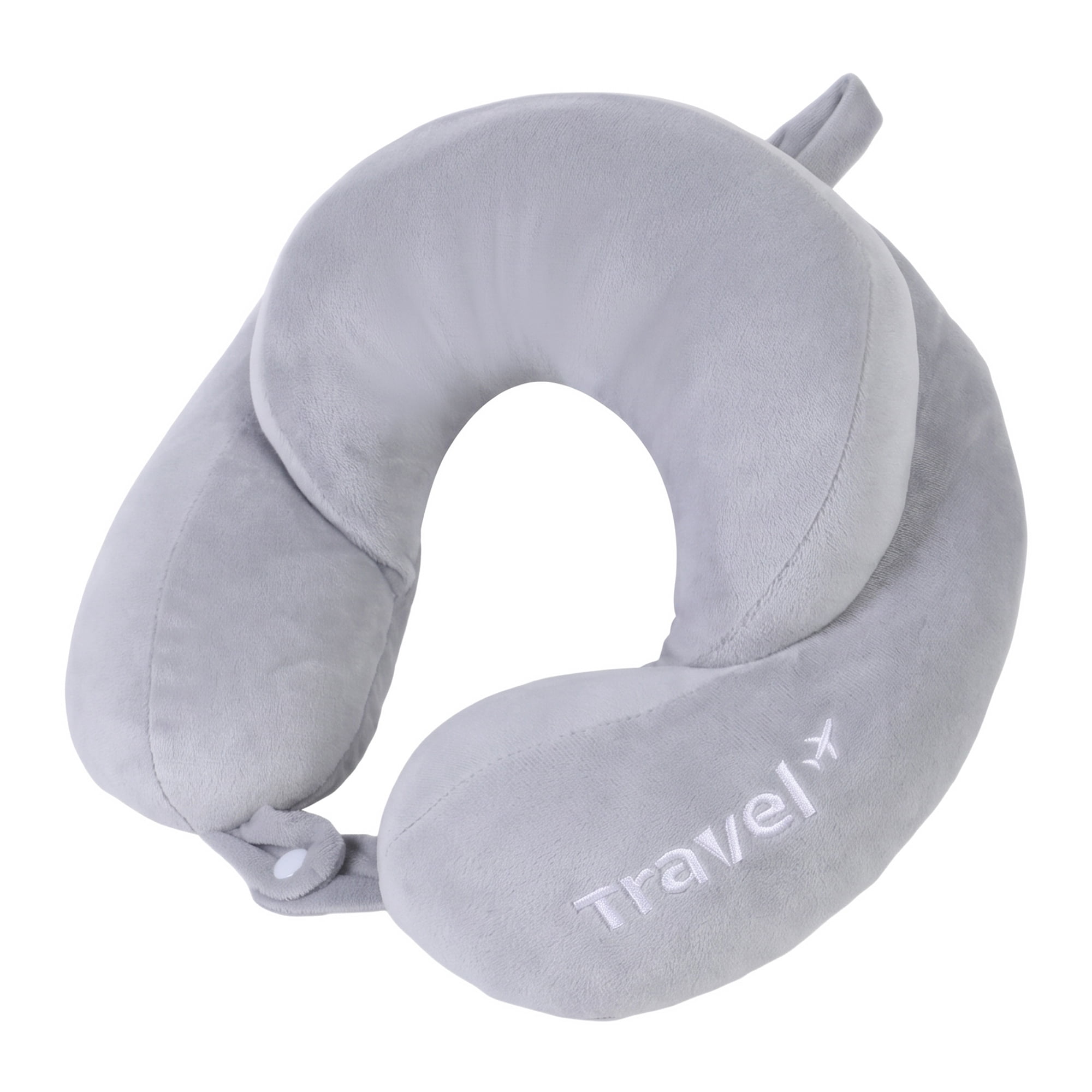 Unique Bargains PP Cotton Travel U Shape Neck Pillow for Airplane Light Gray 11"x11"