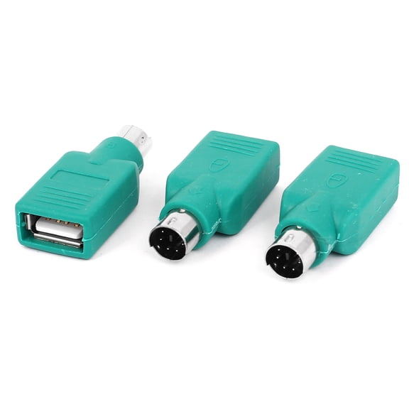 Unique Bargains PS/2 to USB Female Adapter Converter Connector Green 3Pcs for Keyboard Mouse