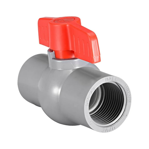 Unique Bargains PT1 Ball Valve Water Pipe Threaded Ends Red Gray