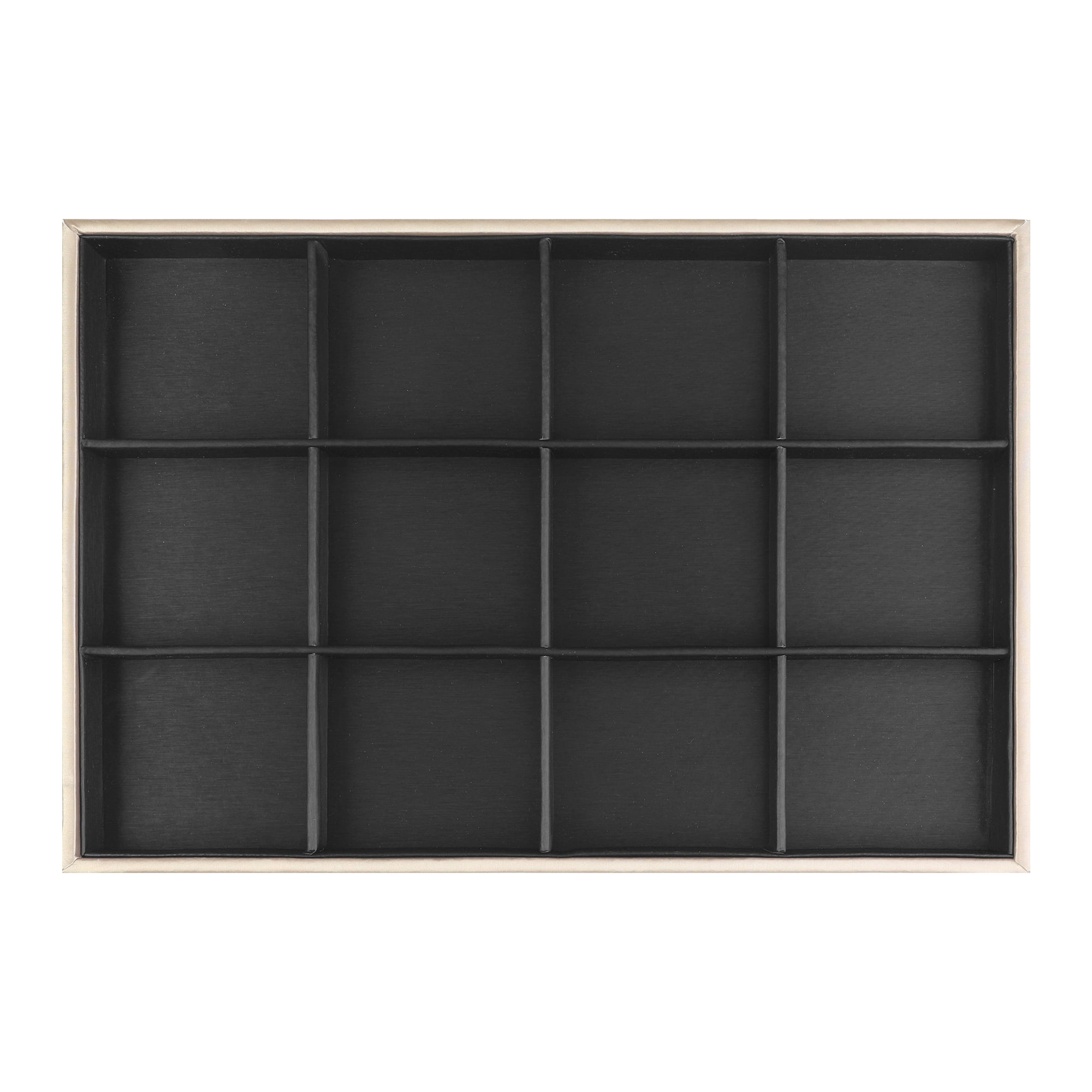Unique Bargains PU Leather Jewelry Boxes Organizer Trays with Removable Dividers Black 12 Grid Tray