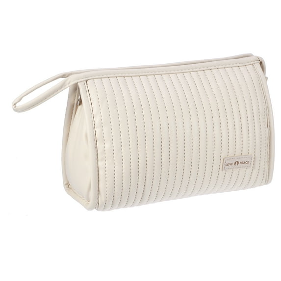 Unique Bargains Floral Makeup Bag Zipper Flower Cosmetic Pouch Beige