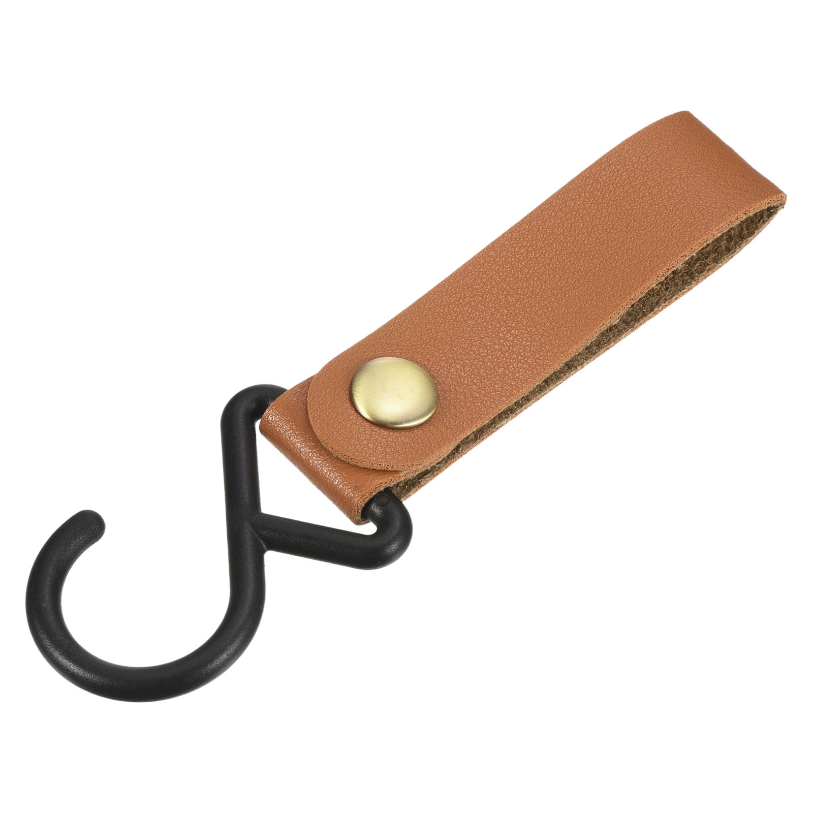 Unique Bargains PU Leather S Shelf Hooks Camping Hook Hanger Plastic Outdoor Brown