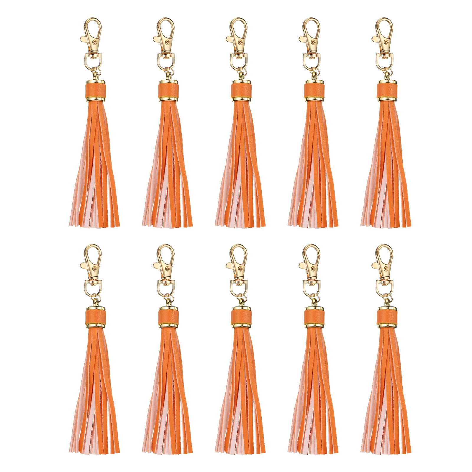 Unique Bargains PU Leather Tassels for Keychain Making Crafting Clasp Orange