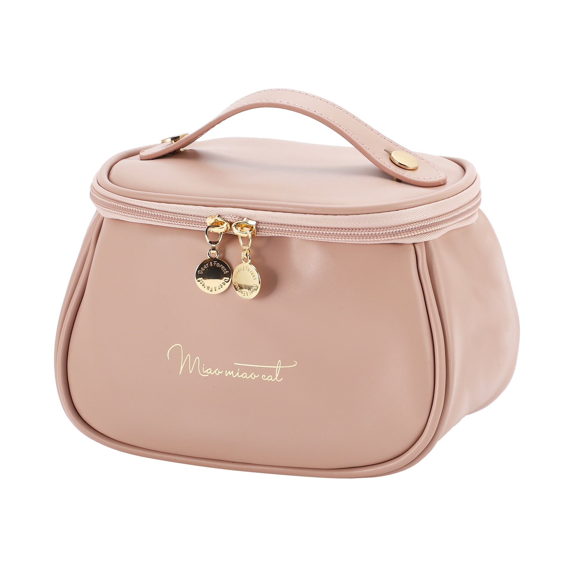 Unique Bargains PU Leather Travel Cosmetic Waterproof Durable Bag for Toiletry Pink