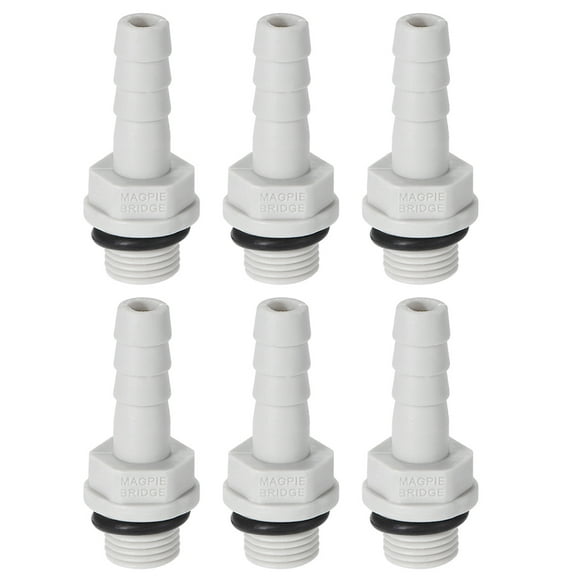 Unique Bargains Barb Hose Fittings Connector Adapter 10mm or 25/64" Barbed x 3/8" G Male 6Pcs 15/64" x G1/8