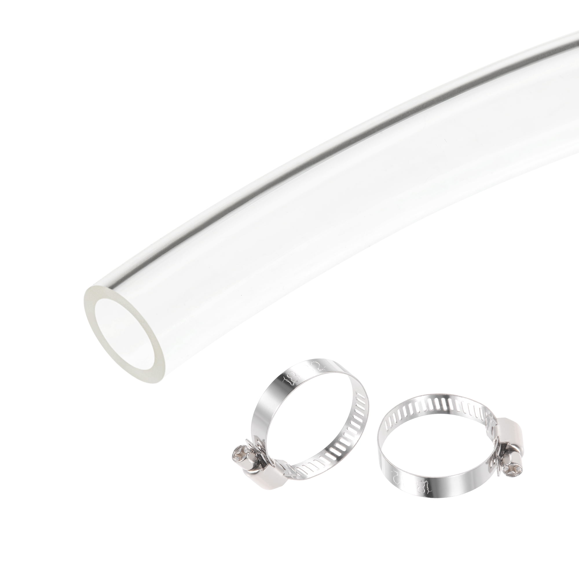 Unique Bargains PVC Clear Vinyl Tubing 19mm(3/4") ID 24mm(15/16") OD 3.3ft Plastic Pipe Air Water Hose with Clamps