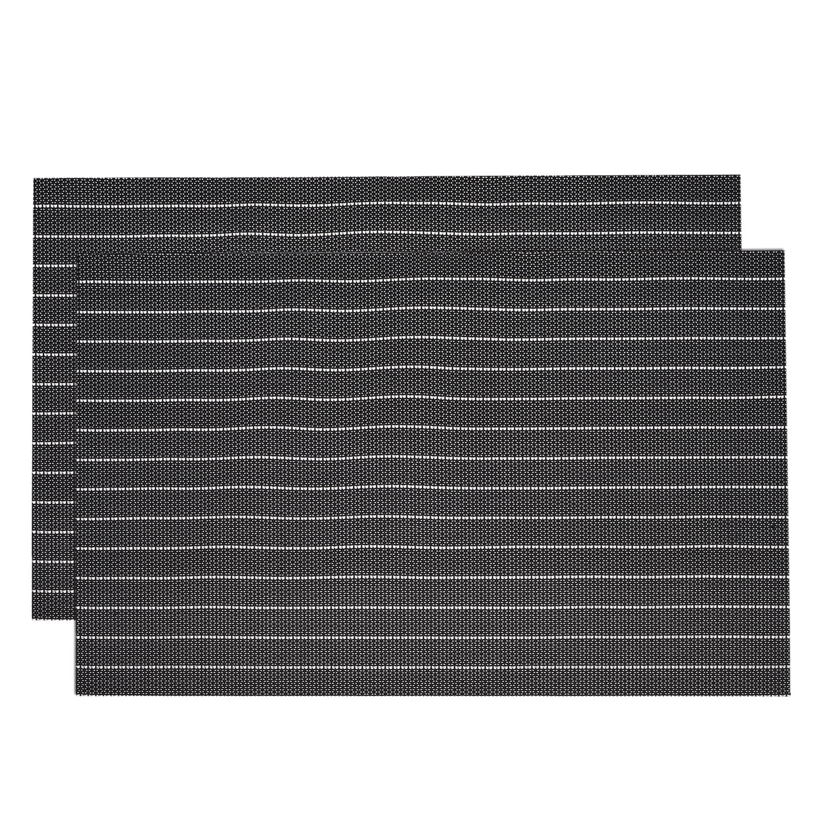 Unique Bargains PVC Washable Woven Place Mats for Dining Tables Black 450x300mm 2 Pcs