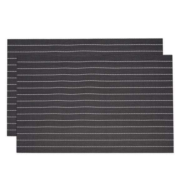 Unique Bargains PVC Washable Woven Place Mats for Dining Tables Black 450x300mm 2 Pcs