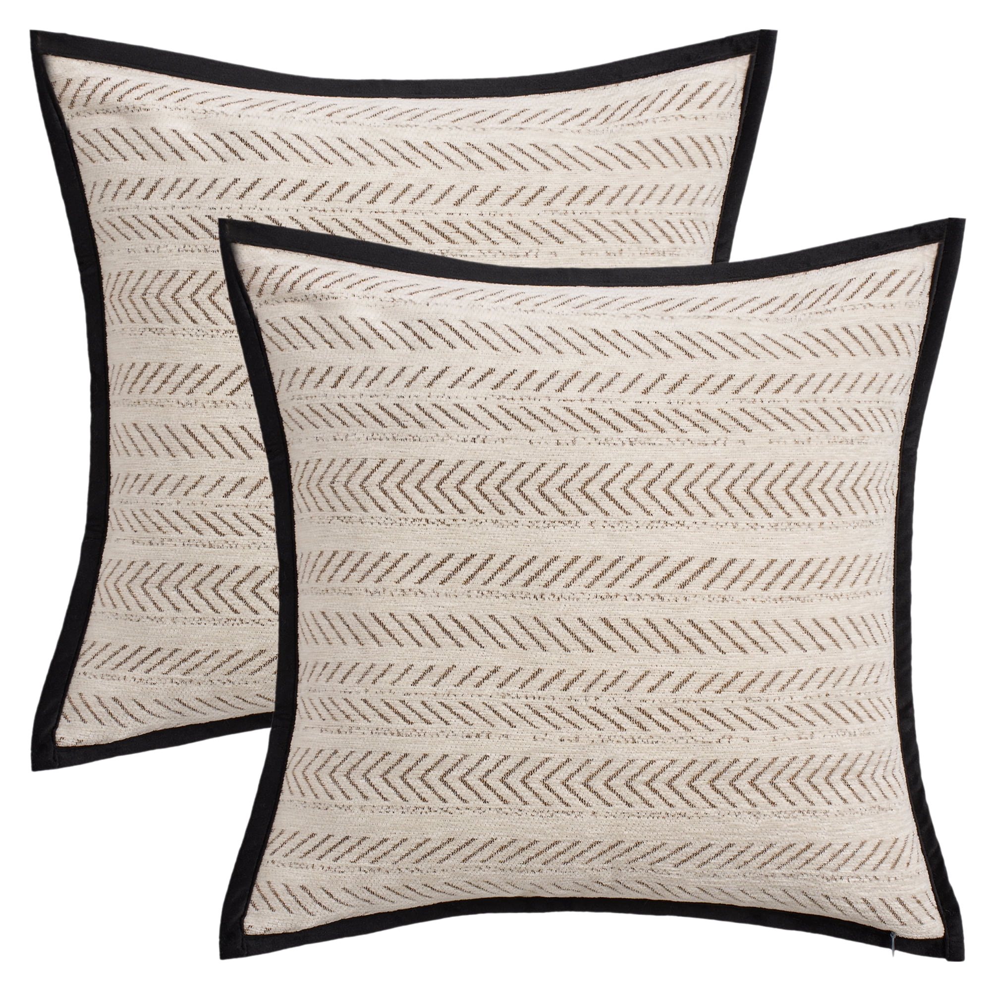 Unique Bargains Pack of 2 Chenille Herringbone Decorative Cushion Case 18" x 18" Brown