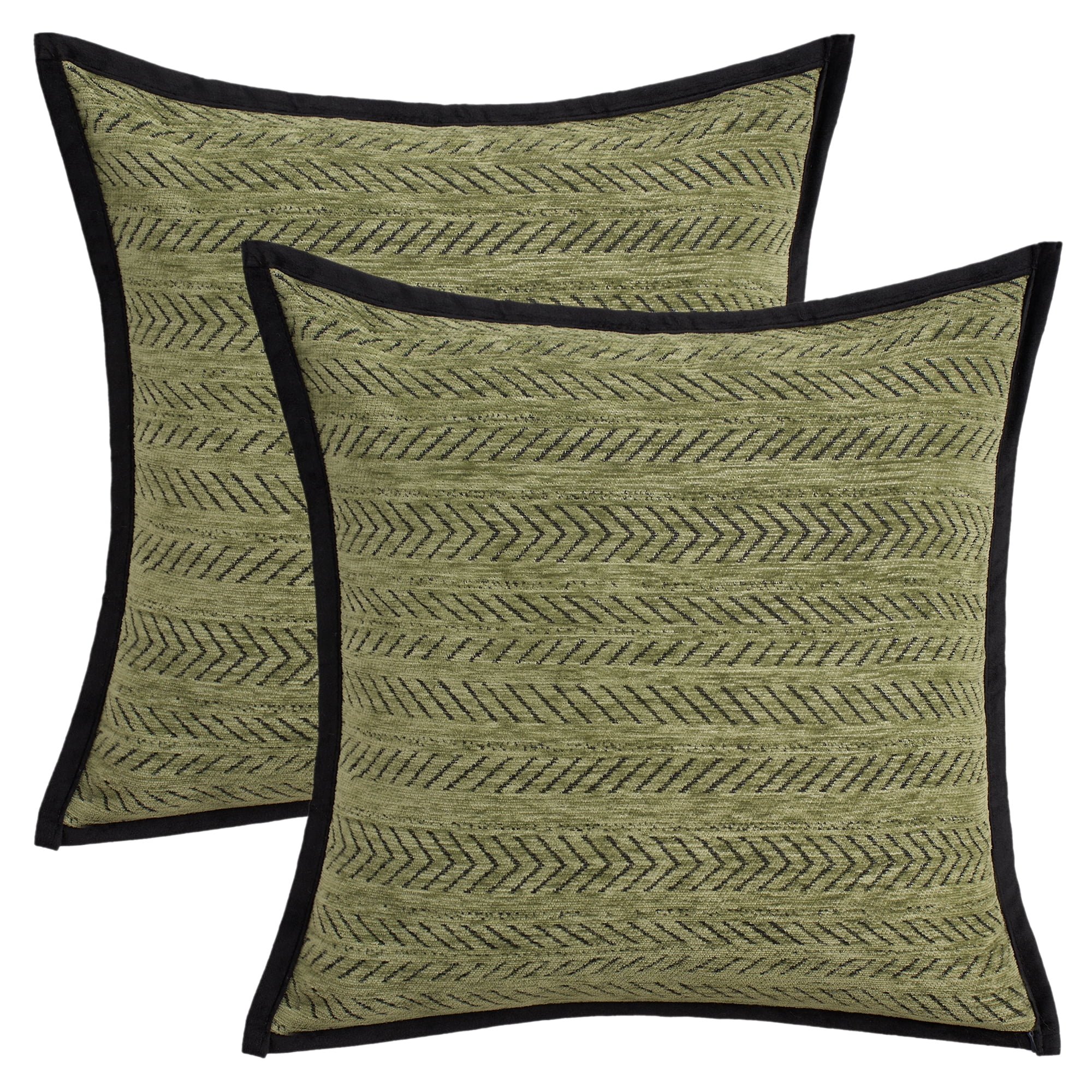 Unique Bargains Pack of 2 Chenille Herringbone Decorative Cushion Case 18" x 18" Green