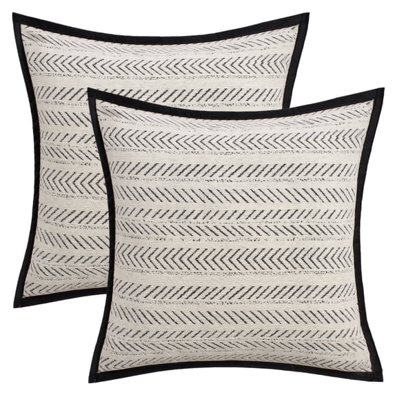 Unique Bargains Pack of 2 Chenille Herringbone Decorative Cushion Case 18" x 18" White