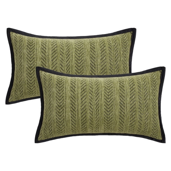 Unique Bargains Pack of 2 Chenille Herringbone Decorative Cushion Case 20" x 12" Green