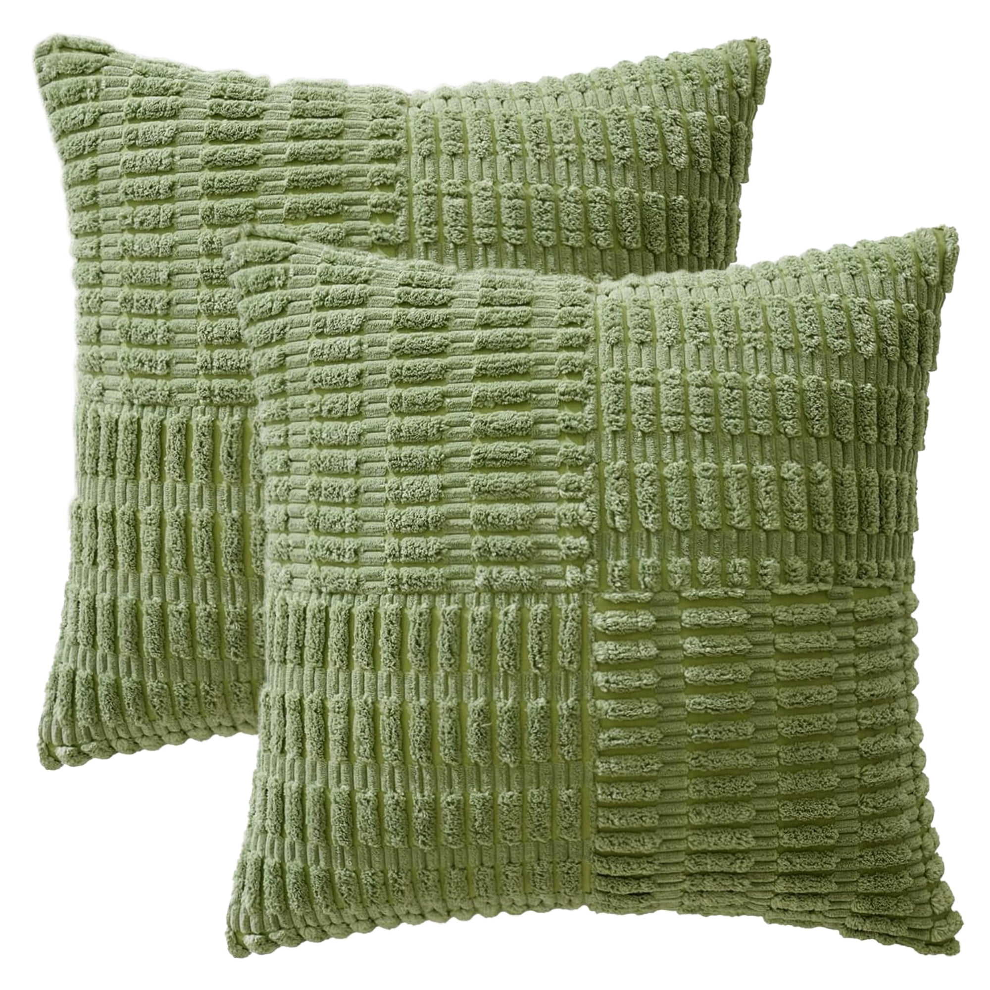 Unique Bargains Pack of 2 Corduroy Decorative Throw Pillow Covers Green 18" x 18"