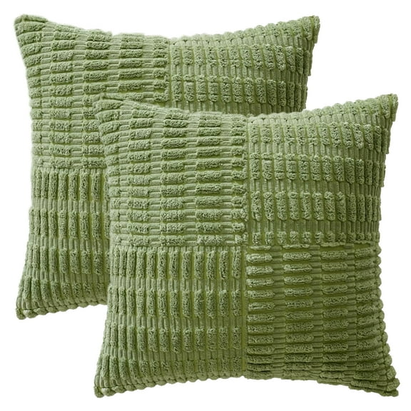 Unique Bargains Pack of 2 Corduroy Decorative Throw Pillow Covers Green 18" x 18"