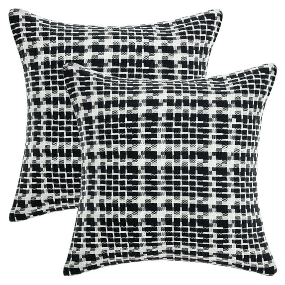 Unique Bargains Pack of 2 Decorative Throw Pillow Covers 18" x 18" Black