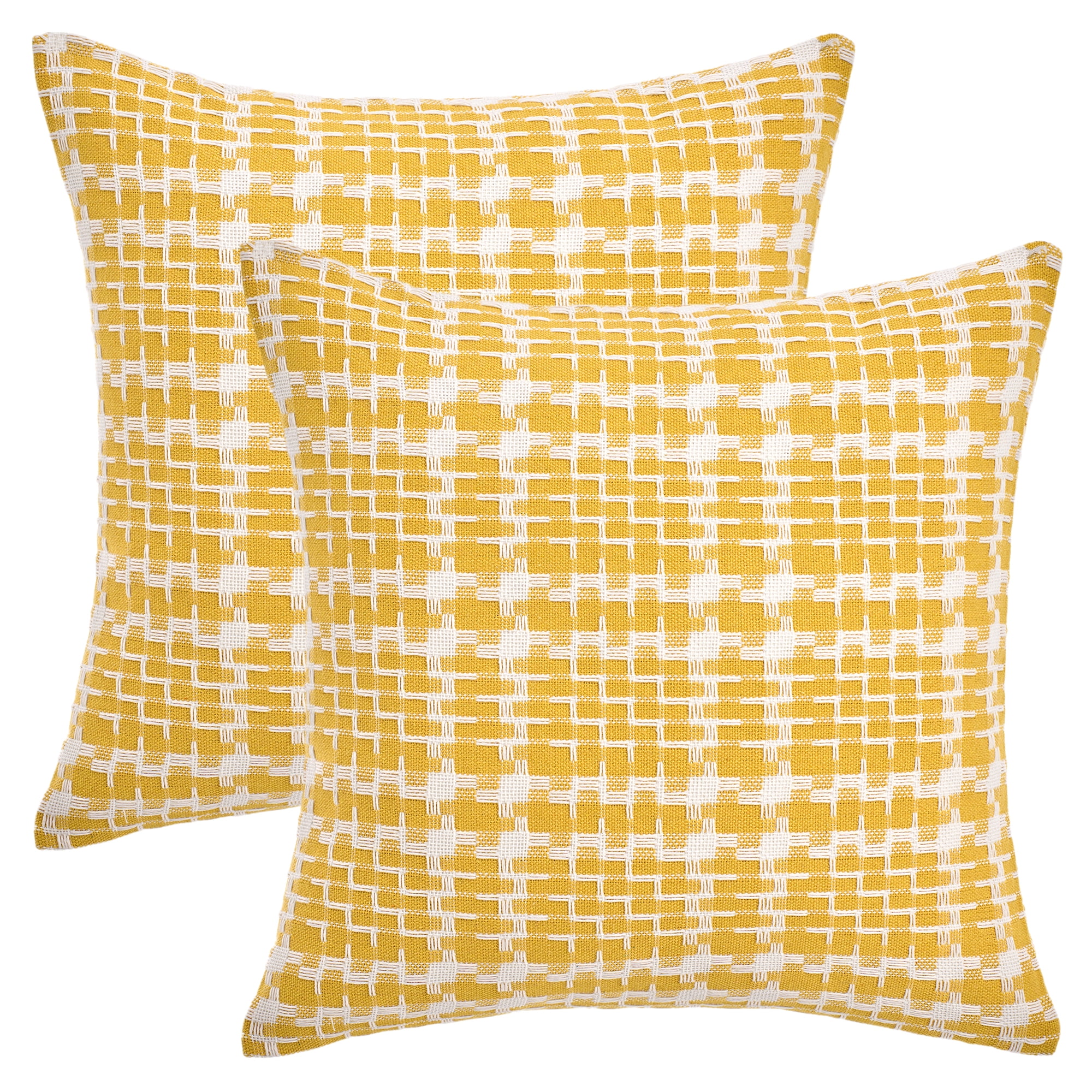 Unique Bargains Pack of 2 Decorative Throw Pillow Covers 18" x 18" Yellow