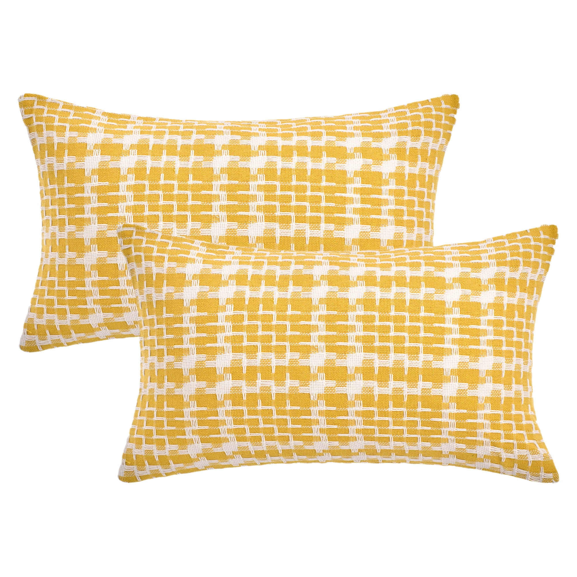 Unique Bargains Pack of 2 Decorative Throw Pillow Covers 20" x 12" Yellow