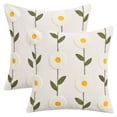 thumbnail image 1 of Unique Bargains Pack of 2 Flower Embroidered Throw Pillow Covers White Green, 1 of 6