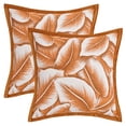 thumbnail image 1 of Unique Bargains Pack of 2 Leaf Pattern Chenille Throw Pillow Covers Orange, 1 of 6
