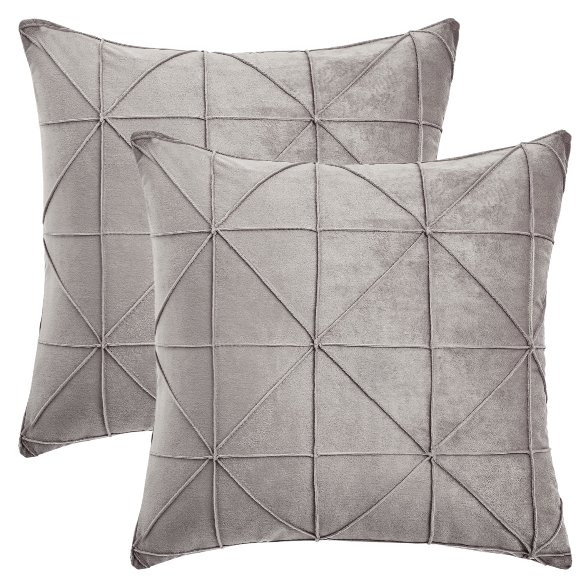Unique Bargains Pack of 2 Luxury 3D Diamond Velvet Throw Pillow Covers Grey