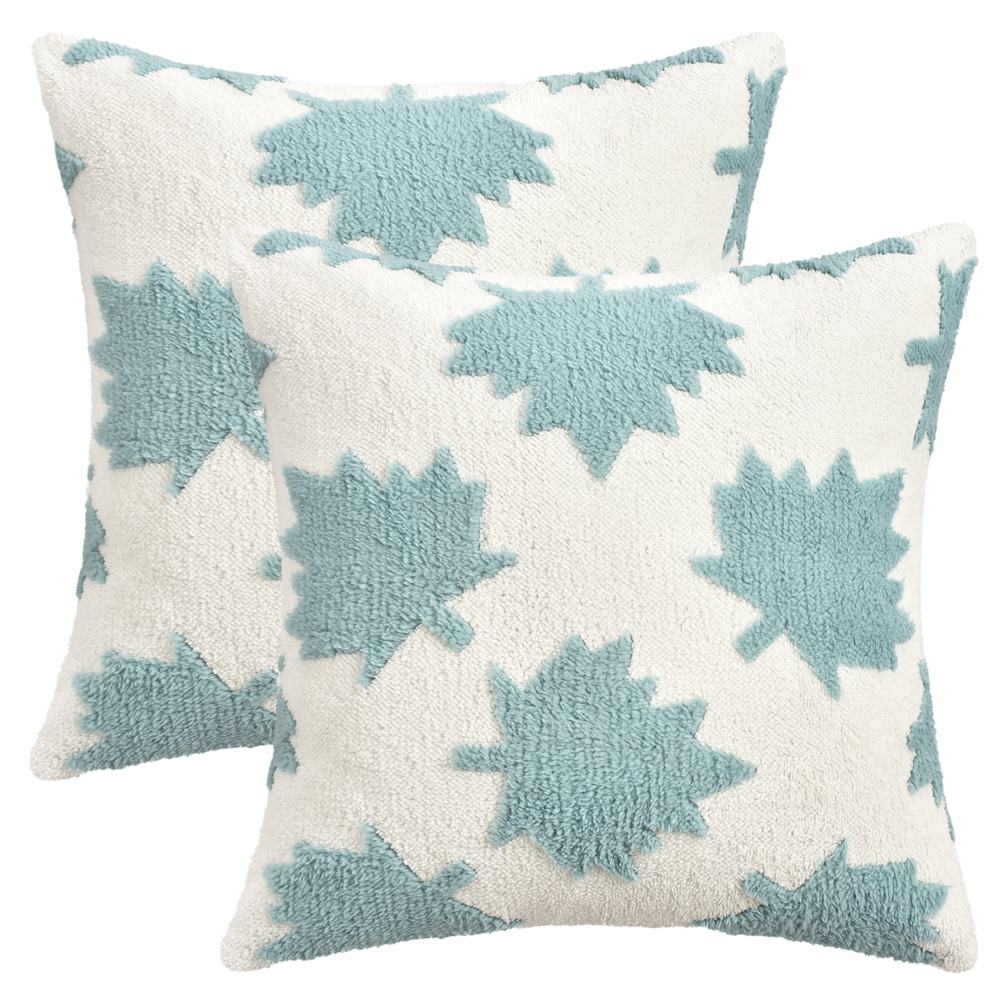 Unique Bargains Pack of 2 Maple Leaf Jacquard Throw Pillow Covers 18"x18" Blue