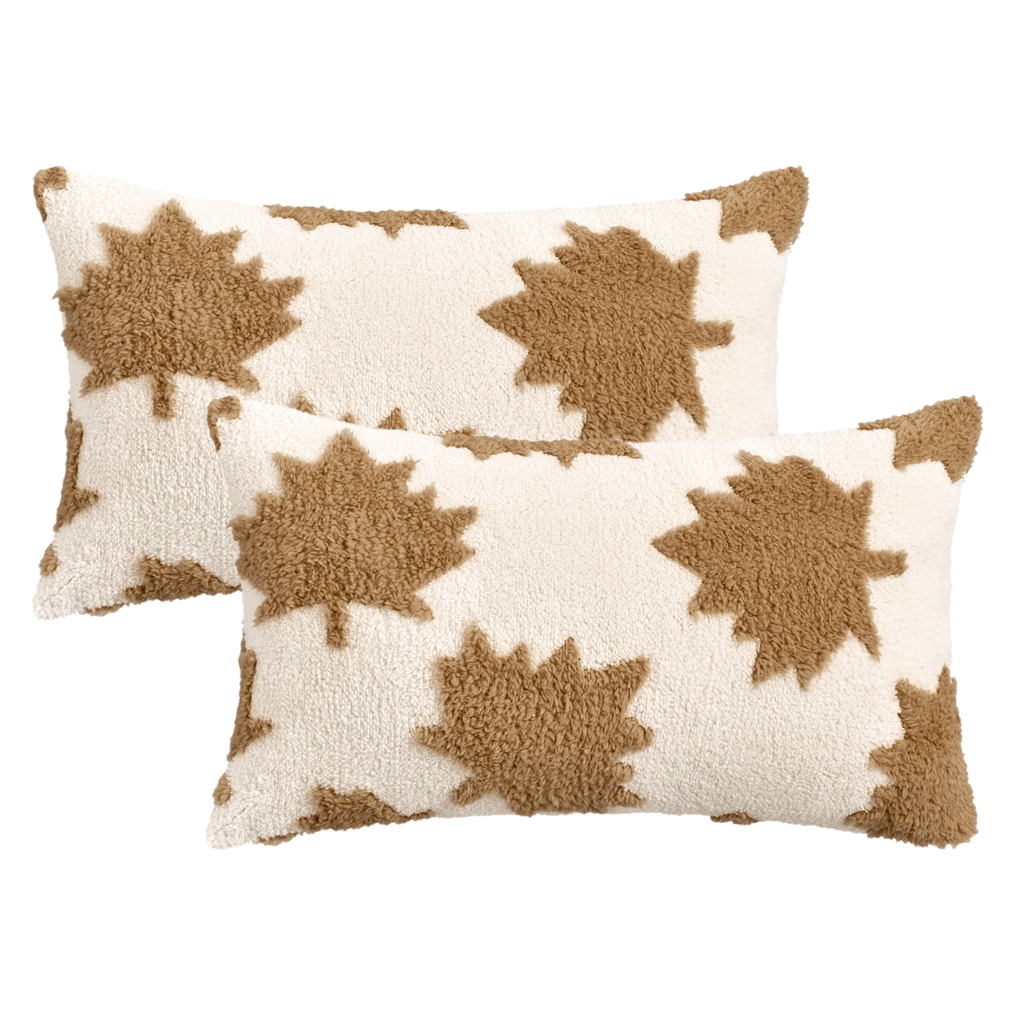 Unique Bargains Pack of 2 Maple Leaf Jacquard Throw Pillow Covers 20"x12" Brown