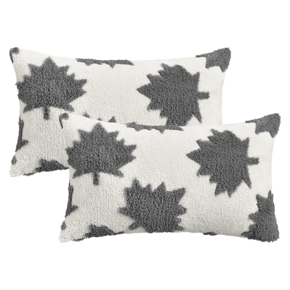 Unique Bargains Pack of 2 Maple Leaf Jacquard Throw Pillow Covers 20"x12" Grey
