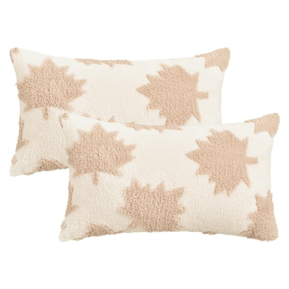 Unique Bargains Pack of 2 Maple Leaf Jacquard Throw Pillow Covers 20"x12" Pink