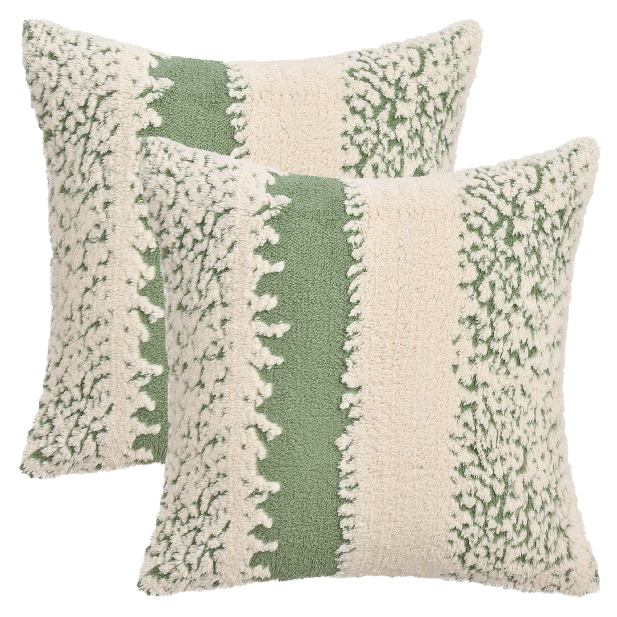 Unique Bargains Pack of 2 Plush Pillow Covers Bedroom Couch 18" x 18" Green