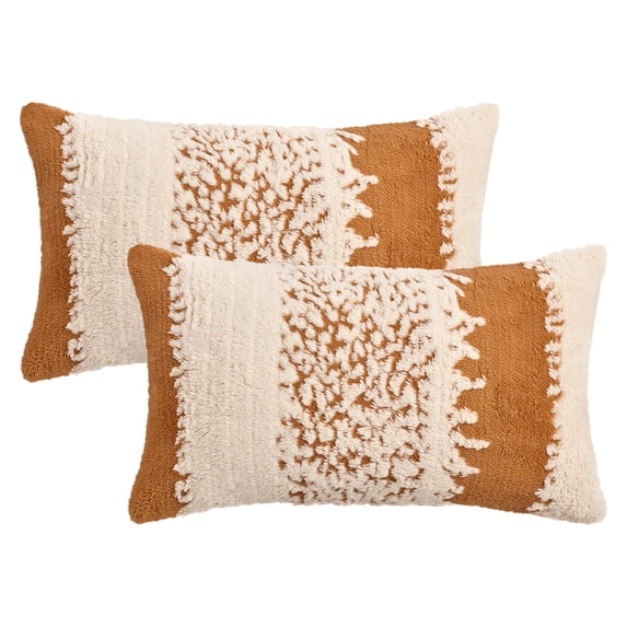 Unique Bargains Pack of 2 Plush Pillow Covers Bedroom Couch 20" x 12" Orange
