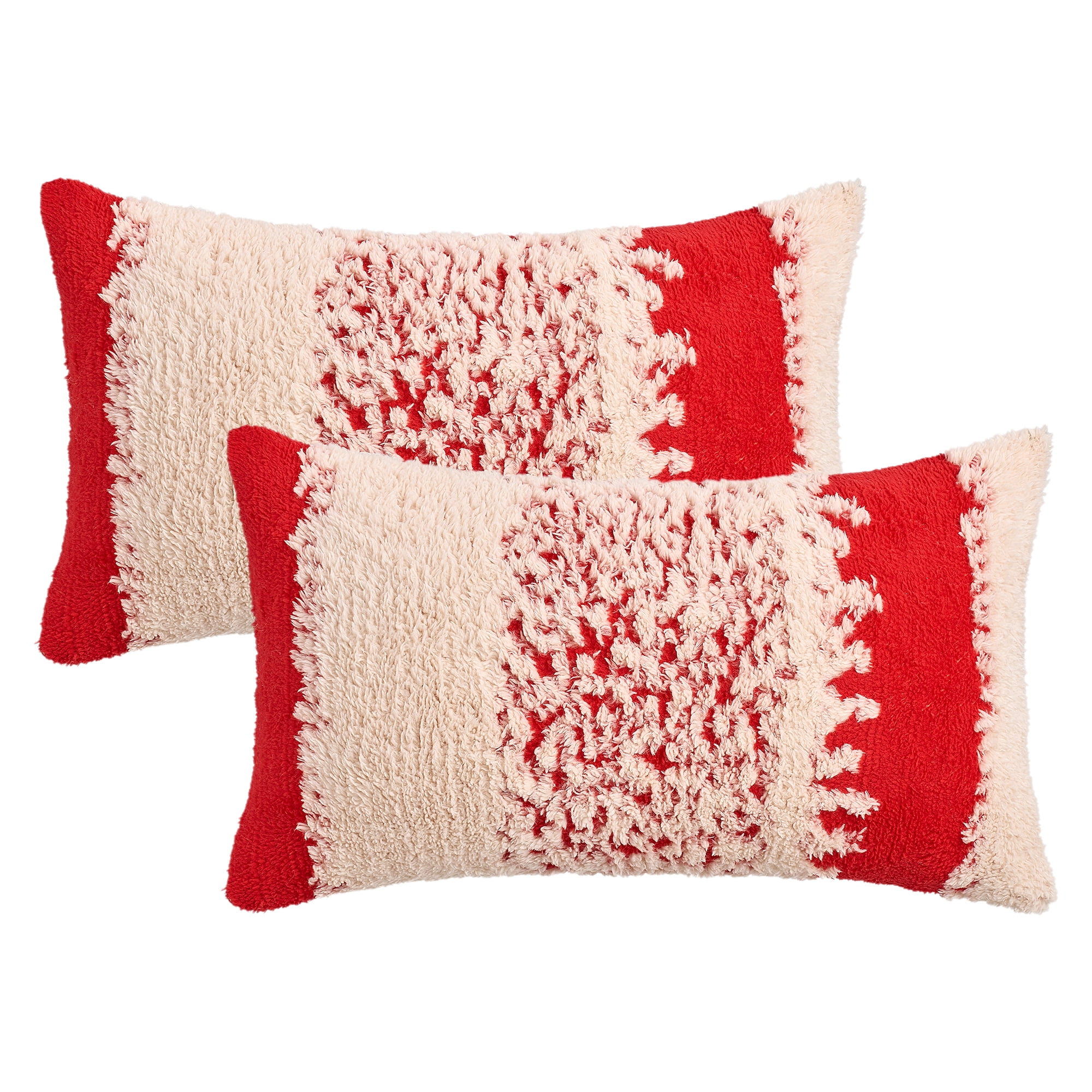 Unique Bargains Pack of 2 Plush Pillow Covers Bedroom Couch 20" x 12" Red