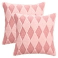 thumbnail image 1 of Unique Bargains Pack of 2 Plush Throw Pillow Covers with Diamond Pattern Pink, 1 of 6