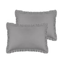 Unique Bargains Pack of 2 Ruffled Edge Ruffled Envelope Closure Pillow Shams Gray Queen