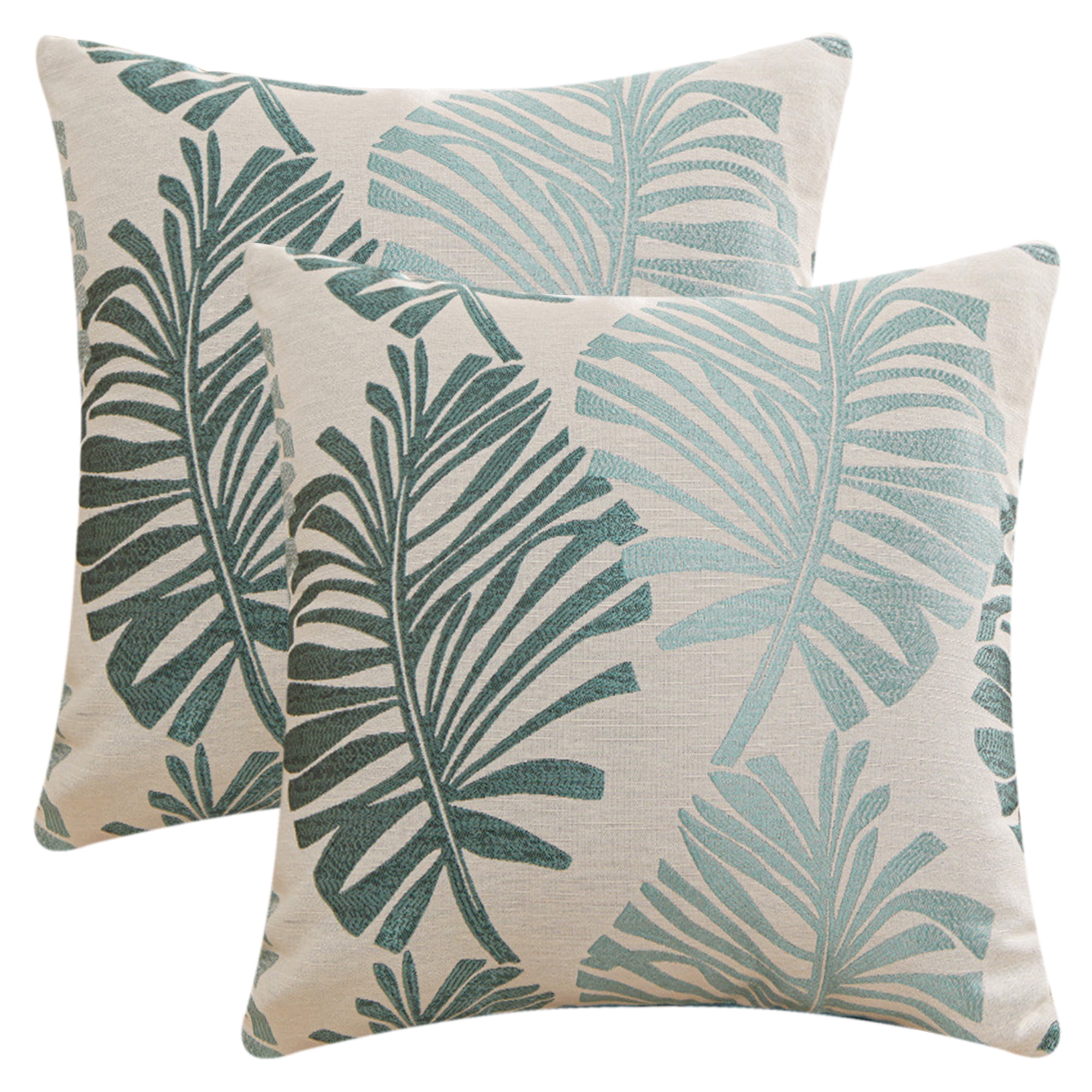 Unique Bargains Pack of 2 Soft Palm Leaf Pattern Cushion Case Green 22" x 22"