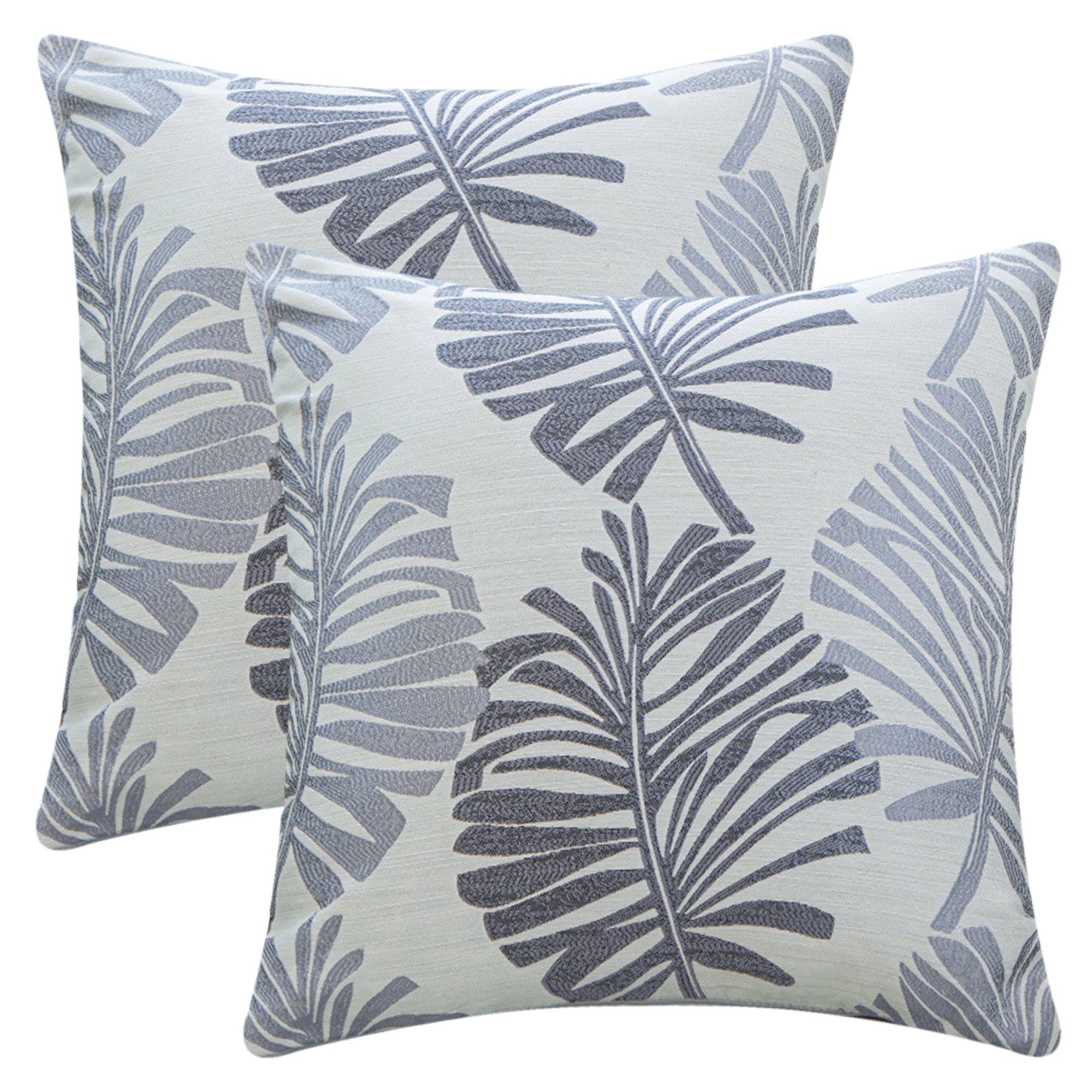 Unique Bargains Pack of 2 Soft Palm Leaf Pattern Cushion Case Grey 18" x 18"