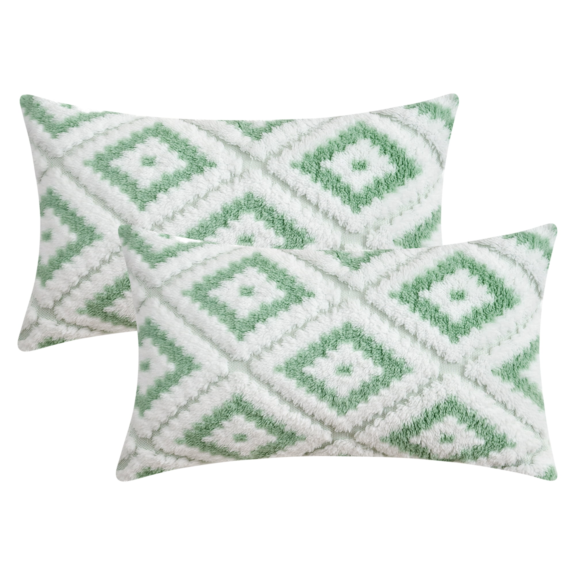 Unique Bargains Pack of 2 Soft Plush Throw Pillow Covers Green 12" x 20"