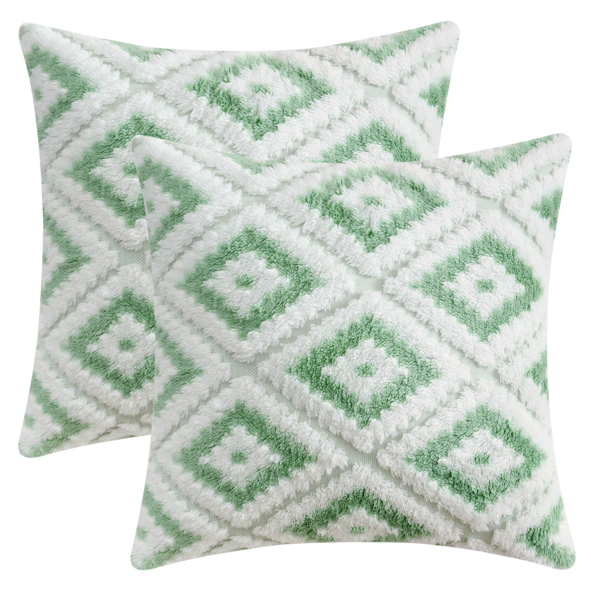 Unique Bargains Pack of 2 Soft Plush Throw Pillow Covers Green 18" x 18"