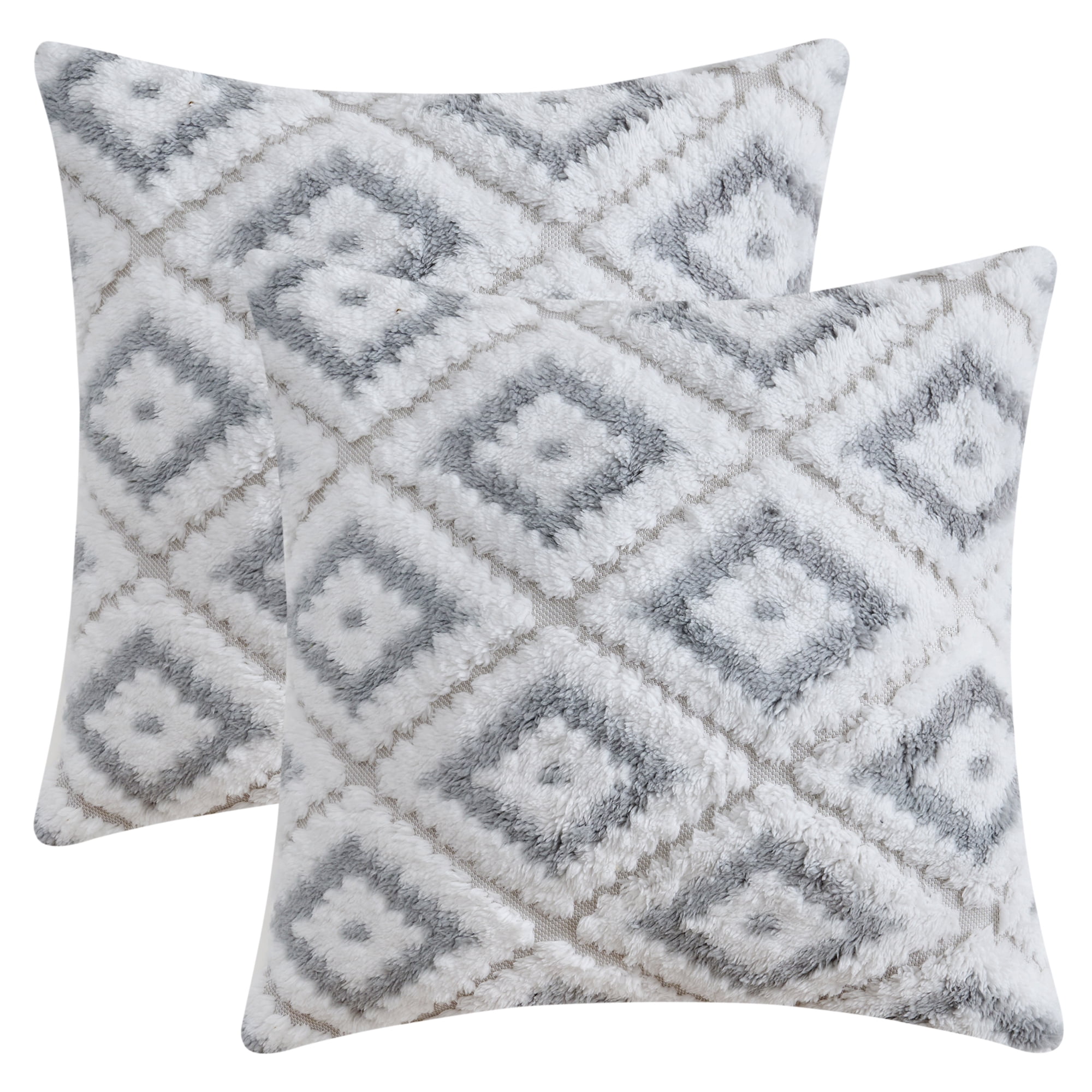 Unique Bargains Pack of 2 Soft Plush Throw Pillow Covers Grey 20" x 20"