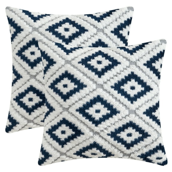 Unique Bargains Pack of 2 Soft Plush Throw Pillow Covers Navy Blue 18" x 18"