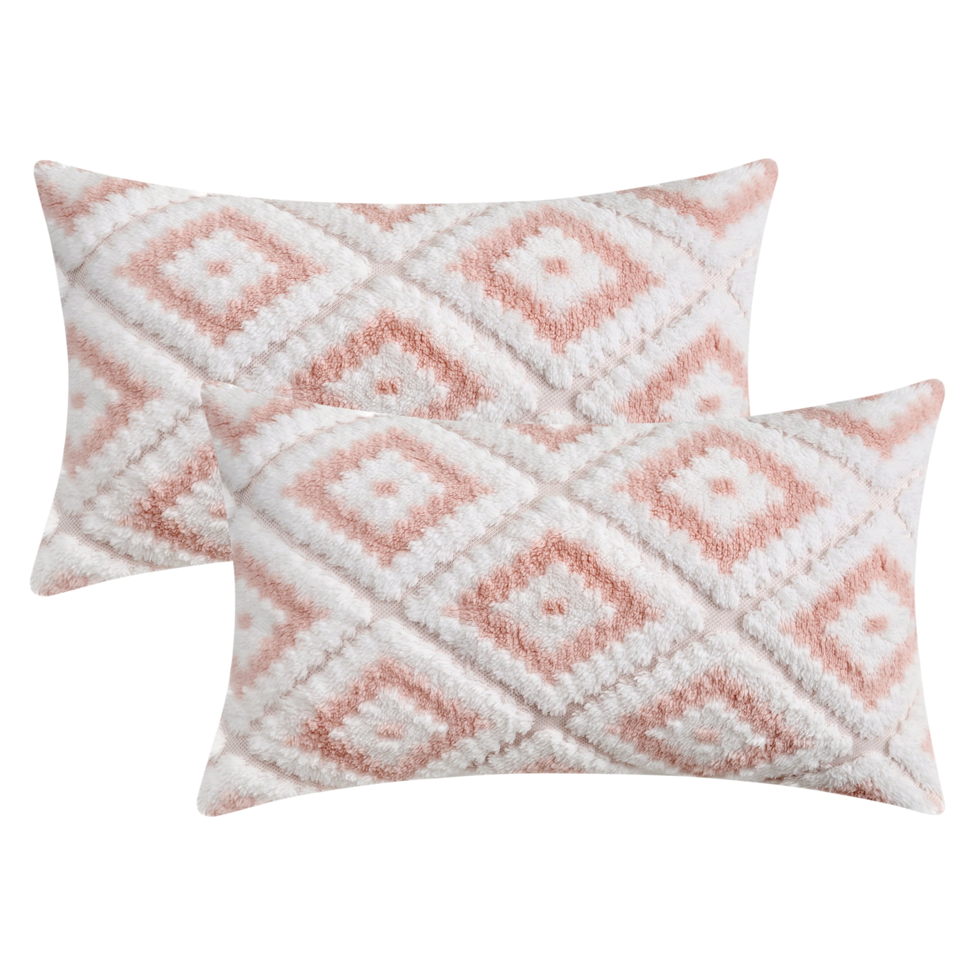 Unique Bargains Pack of 2 Soft Plush Throw Pillow Covers Pink 12" x 20"