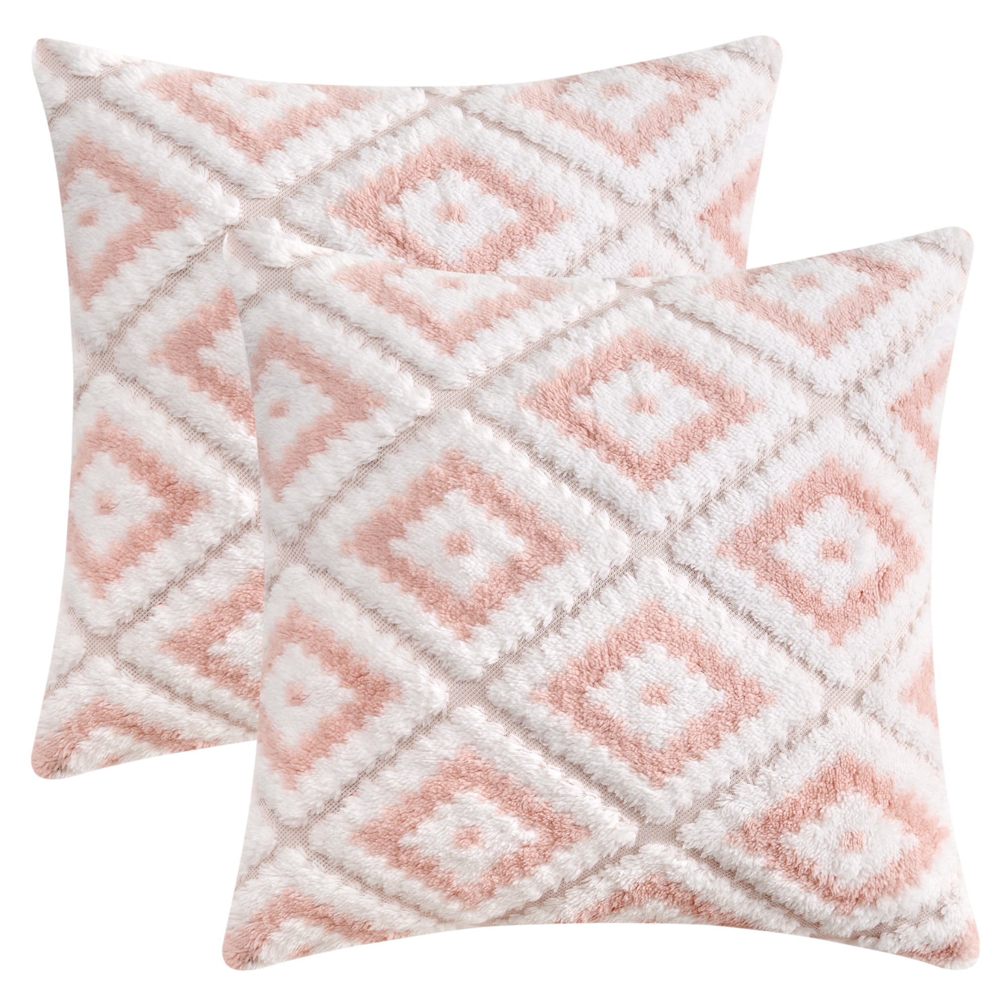 Unique Bargains Pack of 2 Soft Plush Throw Pillow Covers Pink 18" x 18"
