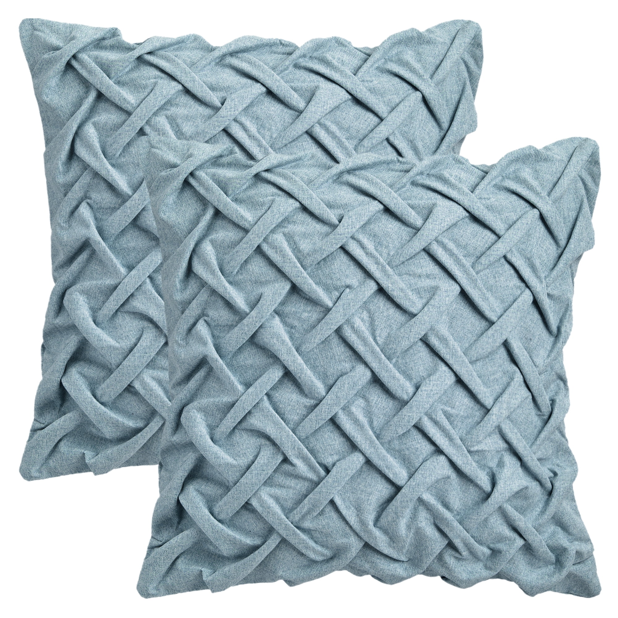 Unique Bargains Pack of 2 Soft Solid 3D Weaving Throw Pillow Covers Blue 18" x 18"